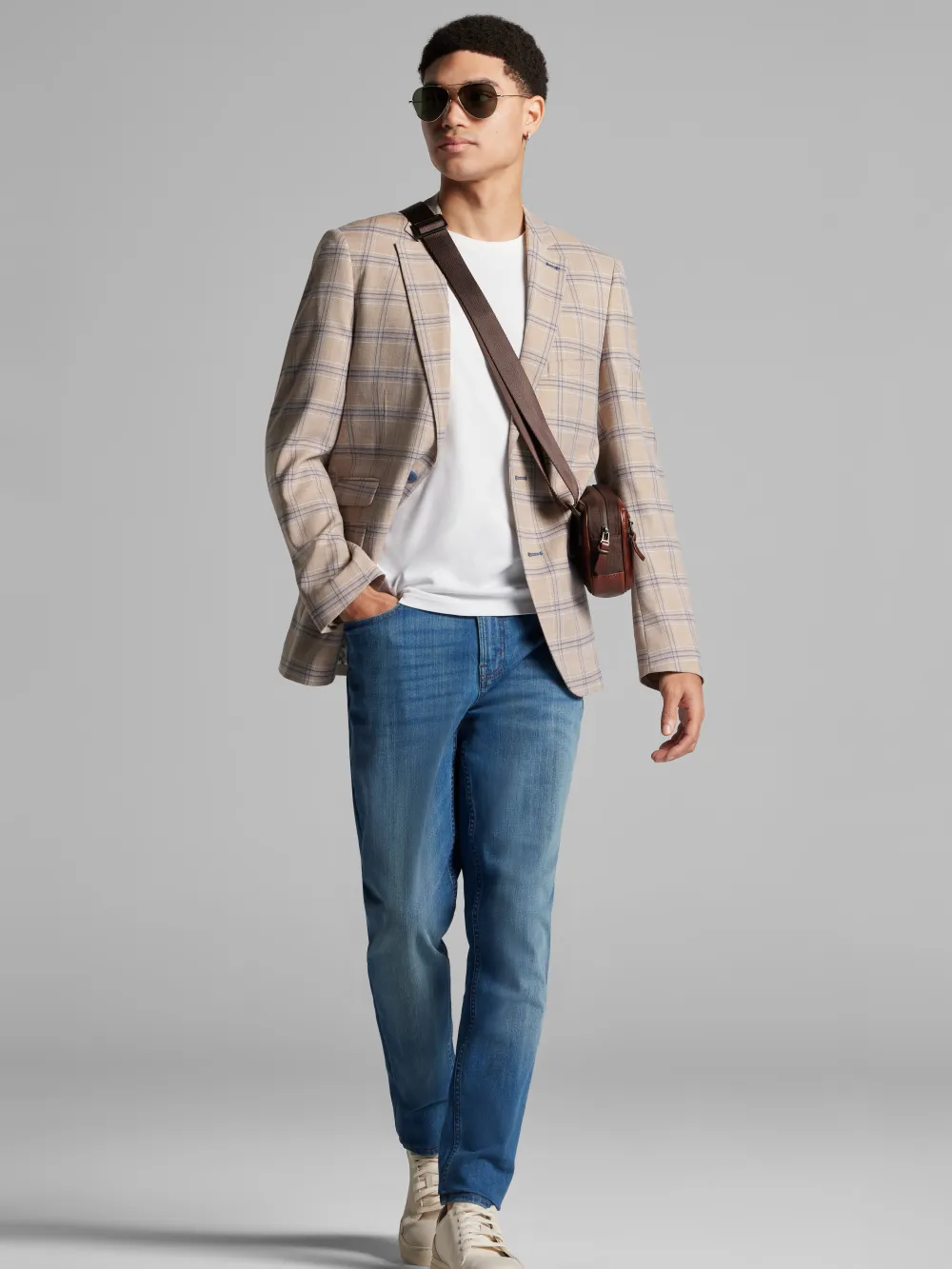 Paisley &Amp; Gray Slim Fit Windowpane Suit Jacket