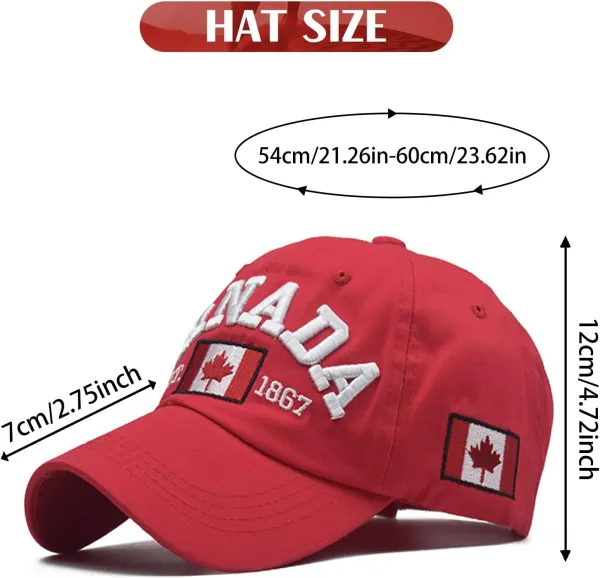 2 PCS Canada Baseball Cap Canada Souvenirs Adjustable Canada Day Embroidered Maple Leaf Flag Cap for Men Women