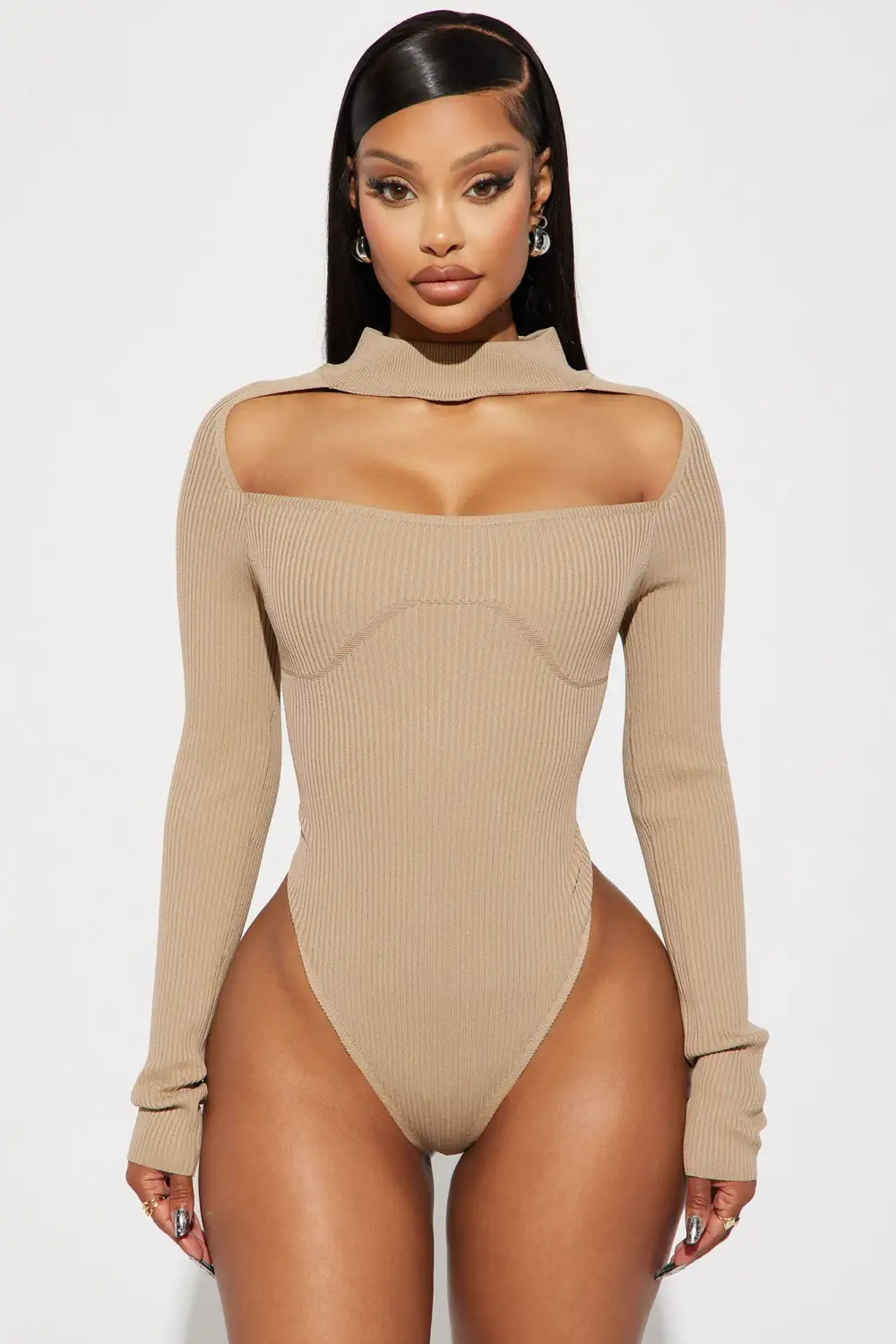 Jodeci Sweater Bodysuit - Taupe
