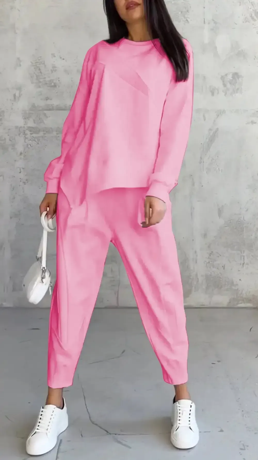 Casual Round Neck Long Sleeve Two Piece Suit