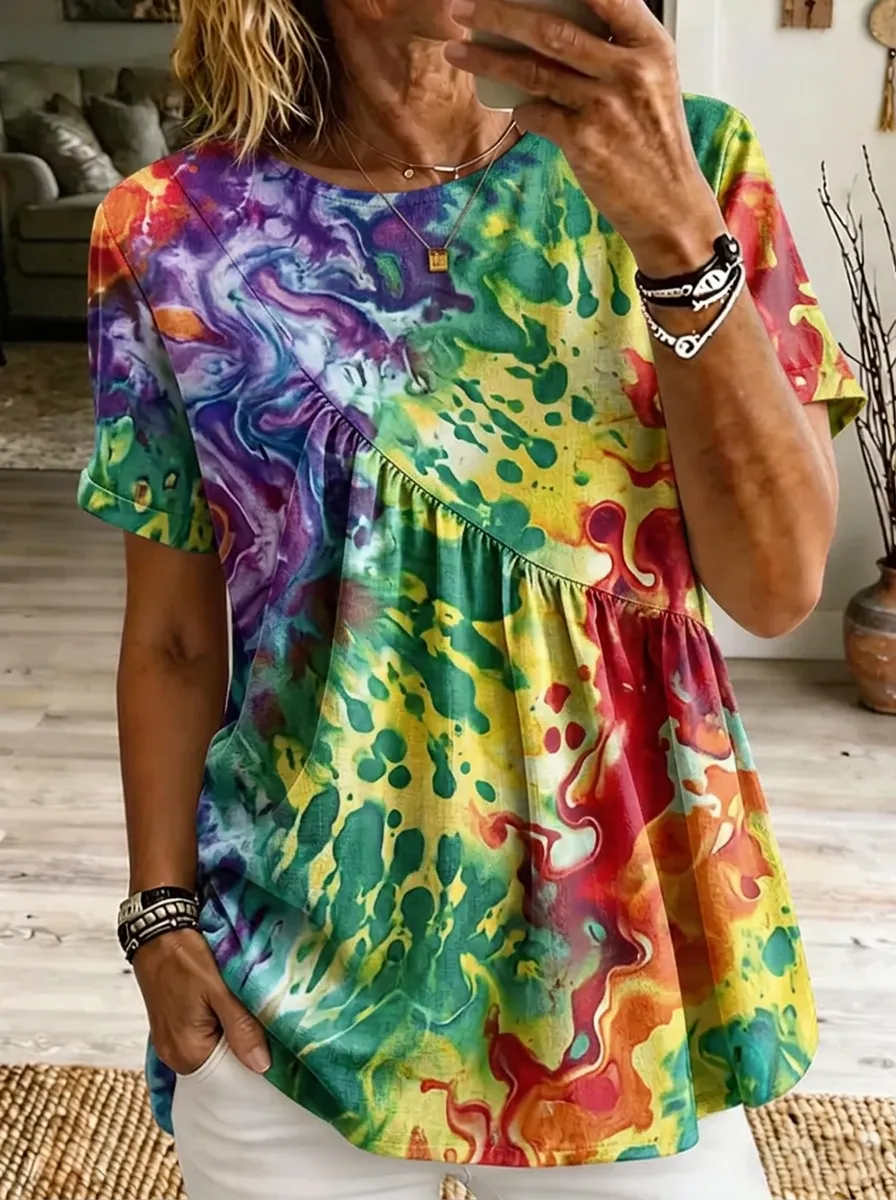 Women's Nashville Music City Tie-Dye Printed T-shirt