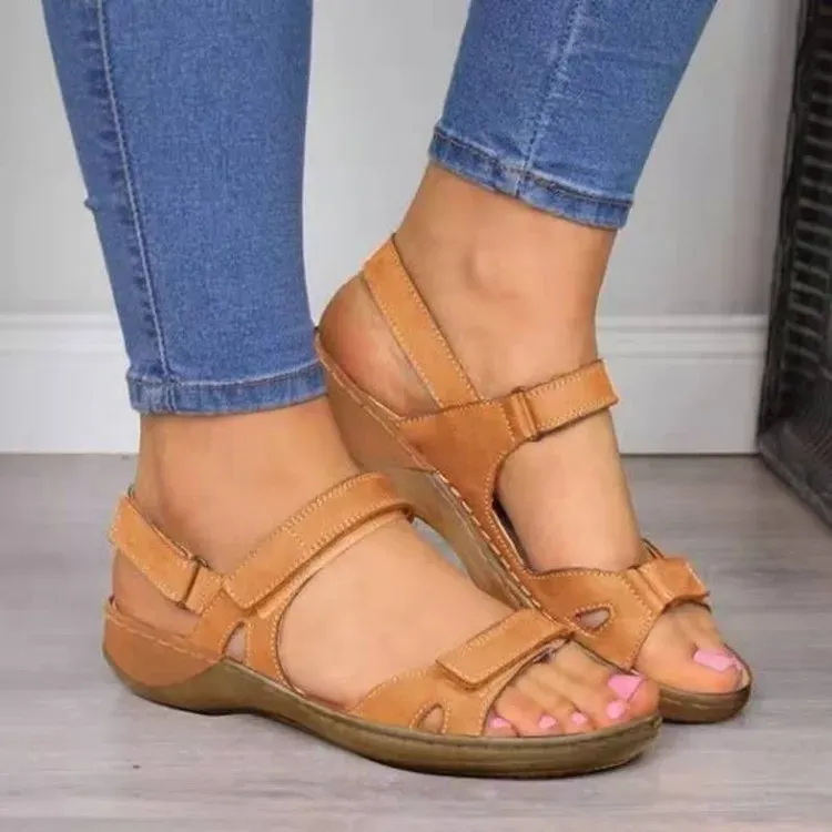 Womens Velcro Slingbacks Flat Heel Sandals