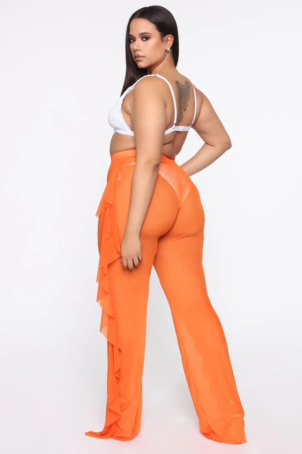 Sunshine See Through Cover Up Pant - Orange
