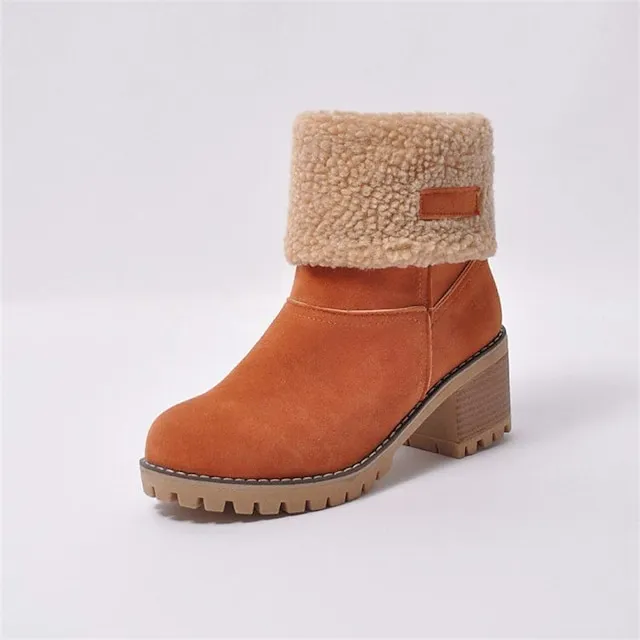 Women's Boots Snow Boots Plus Size Winter Boots Daily Fleece Lined Booties Ankle Boots Winter Pom-pom Chunky Heel Round Toe Fashion Casual Sweet Suede Faux Fur Loafer Solid Colored Black Red Orange