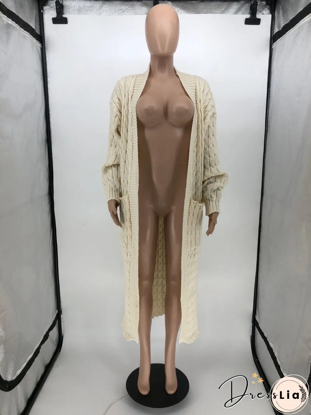 Winter Crochet Loose Long Twist Sweater Cardigan