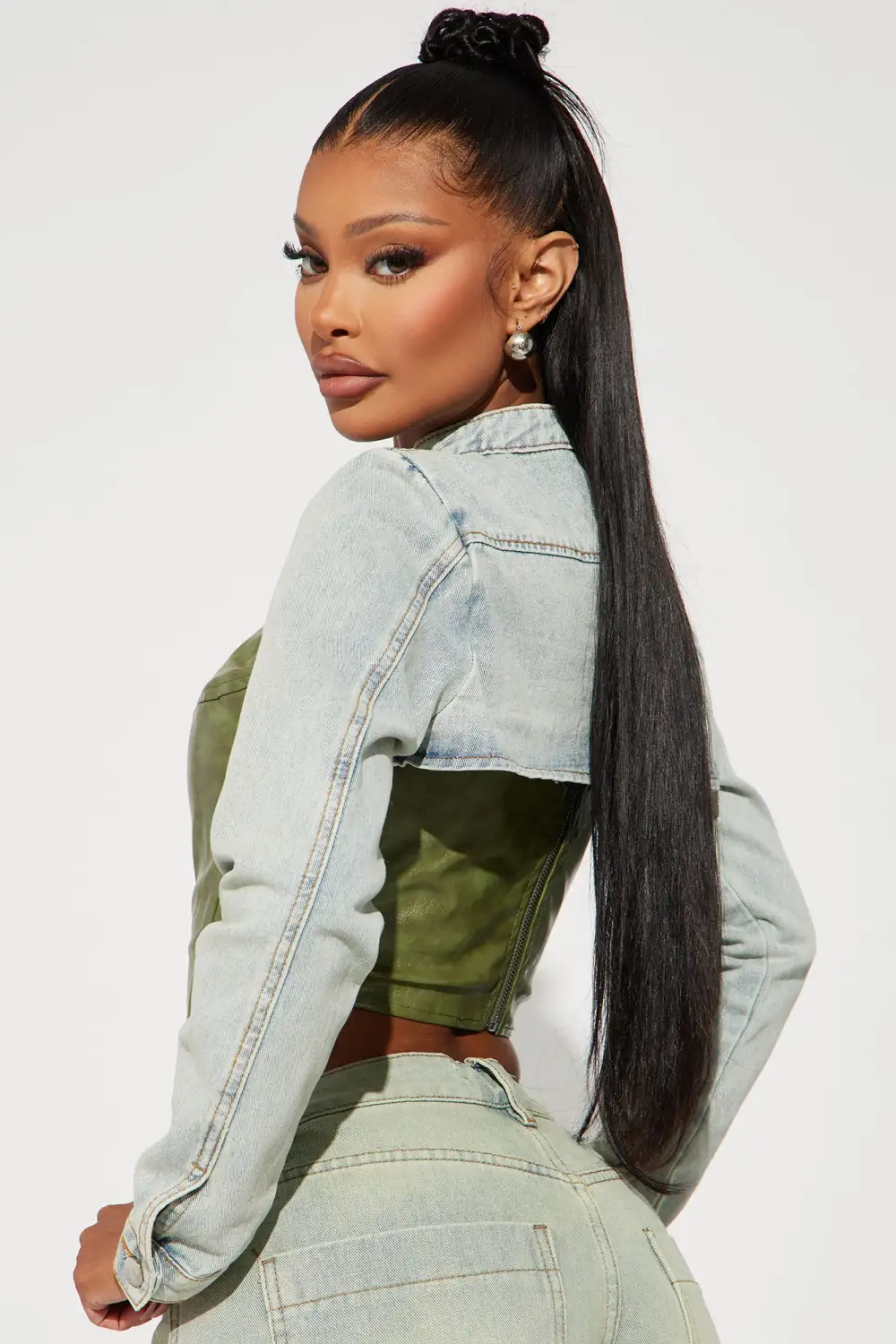 Buckled Up Denim Bolero Top - Light Wash