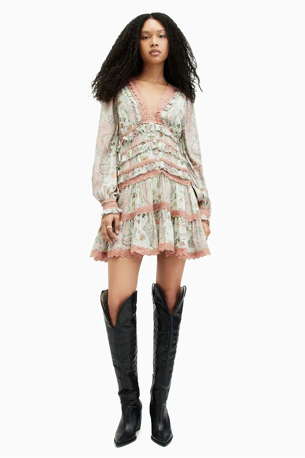 AllSaints Zora tiered dress