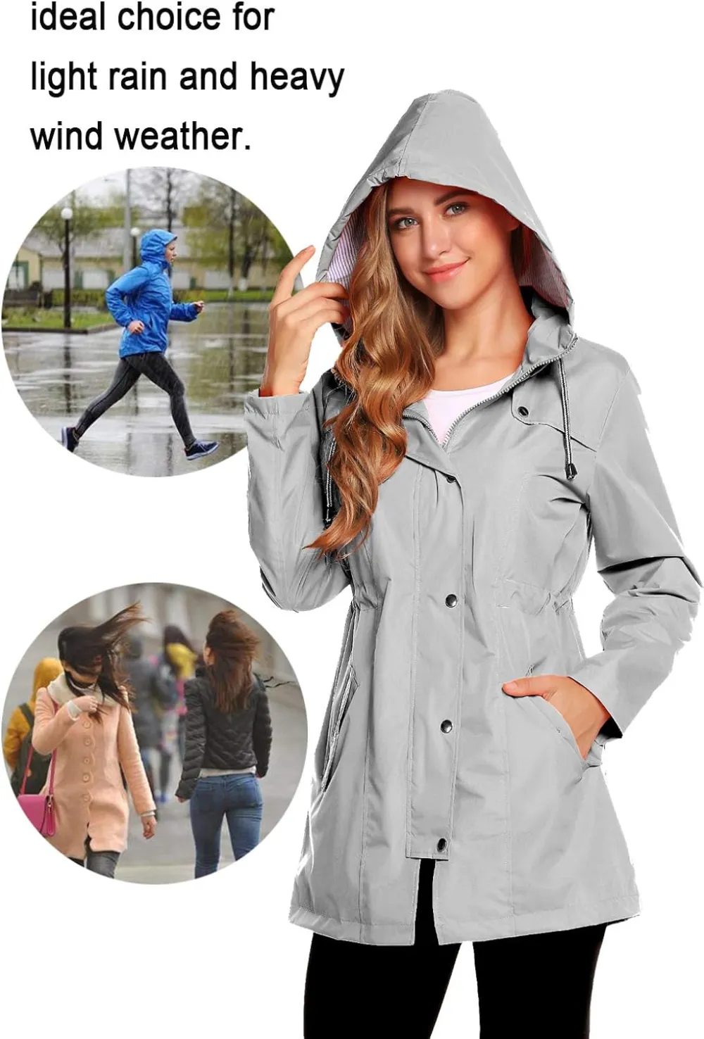 Womens Lightweight Hooded Waterproof Active Outdoor Rain Jacket S-XXL