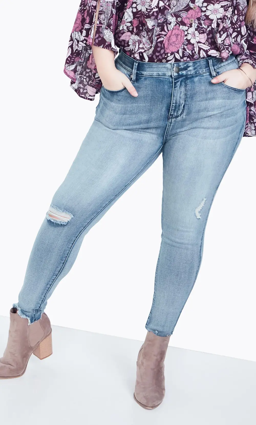 Evans Blue Light Wash Distressed Denim Skinny Jeans