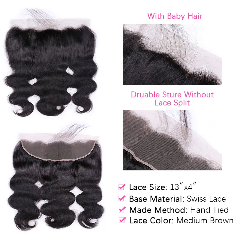 Sterly Hair Affortable Body Wave 3 Bundles With 13×4 Lace Frontal