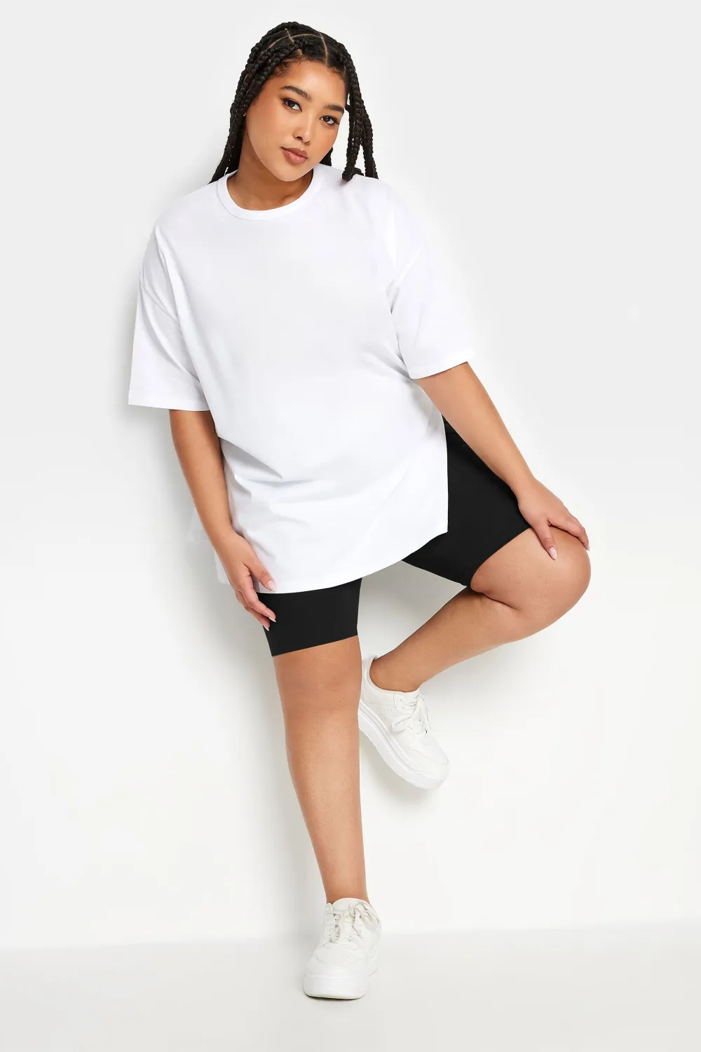 YOURS Curve 2 PACK Black Floral Print Cycling Shorts