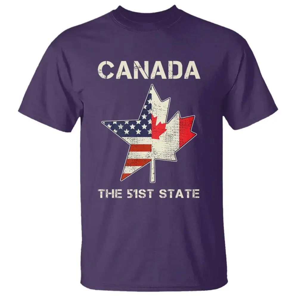 Canada The 51st State T Shirt Maple Canadian American Flag TS09