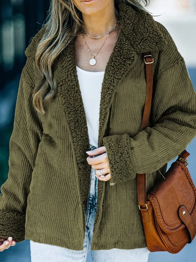 Casual Shirt Collar Teddy Jacket