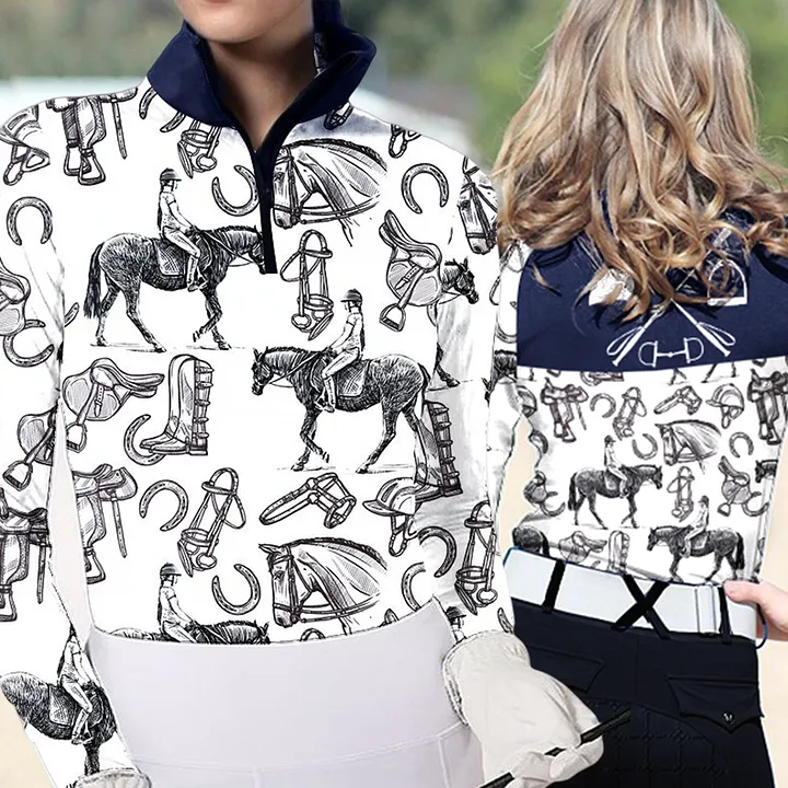 Women's Riding Style Print Long Sleeve Casual Shirt