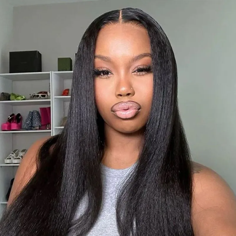 Affordable Glueless 7×6 Lace Yaki Straight Human Hair Wig Sterly Hair