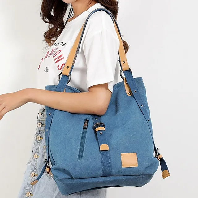 Women's Crossbody Bag Canvas Daily Date Zipper Solid Color Red Blue