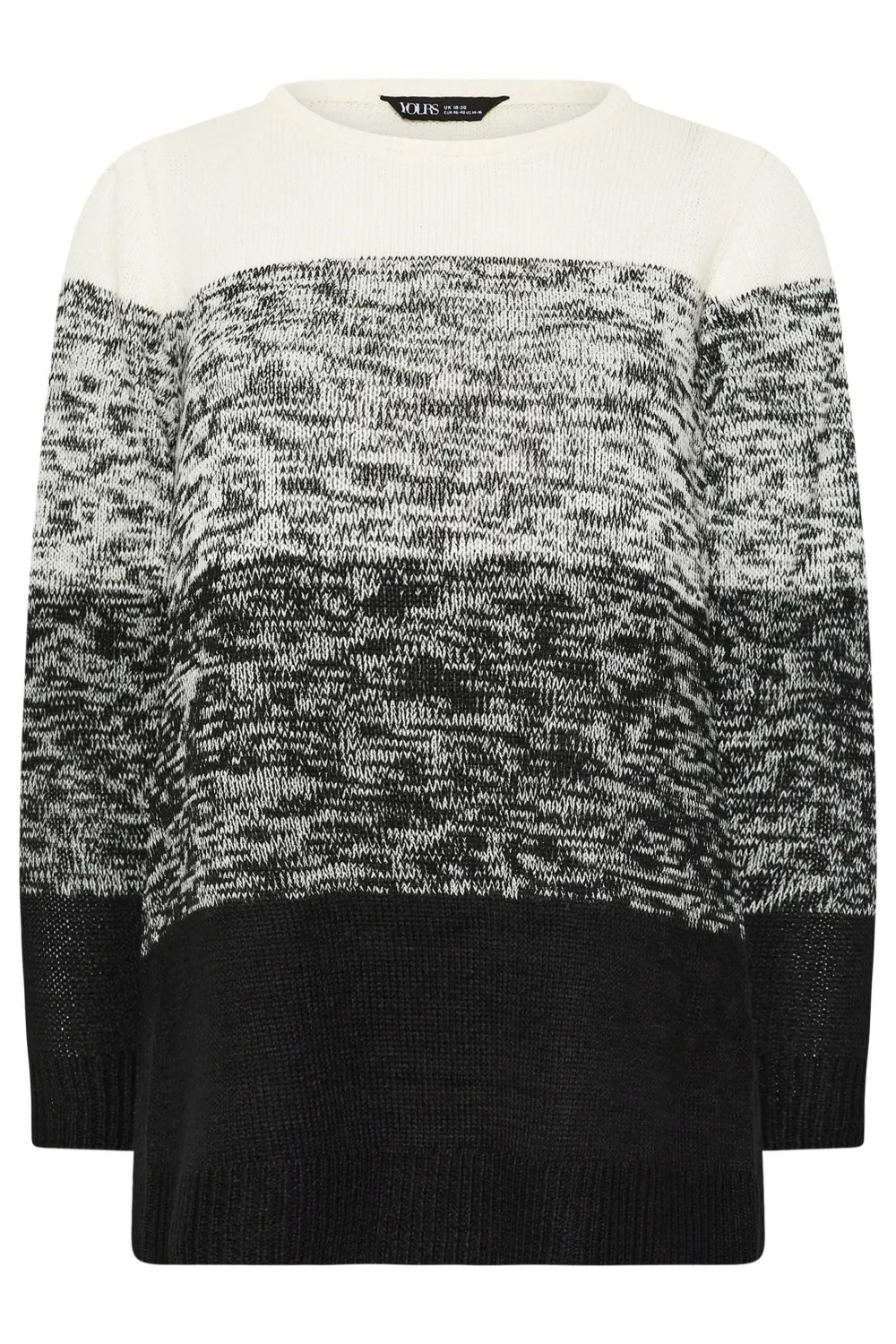YOURS Curve Grey Colourblock Stripe Knitted Jumper