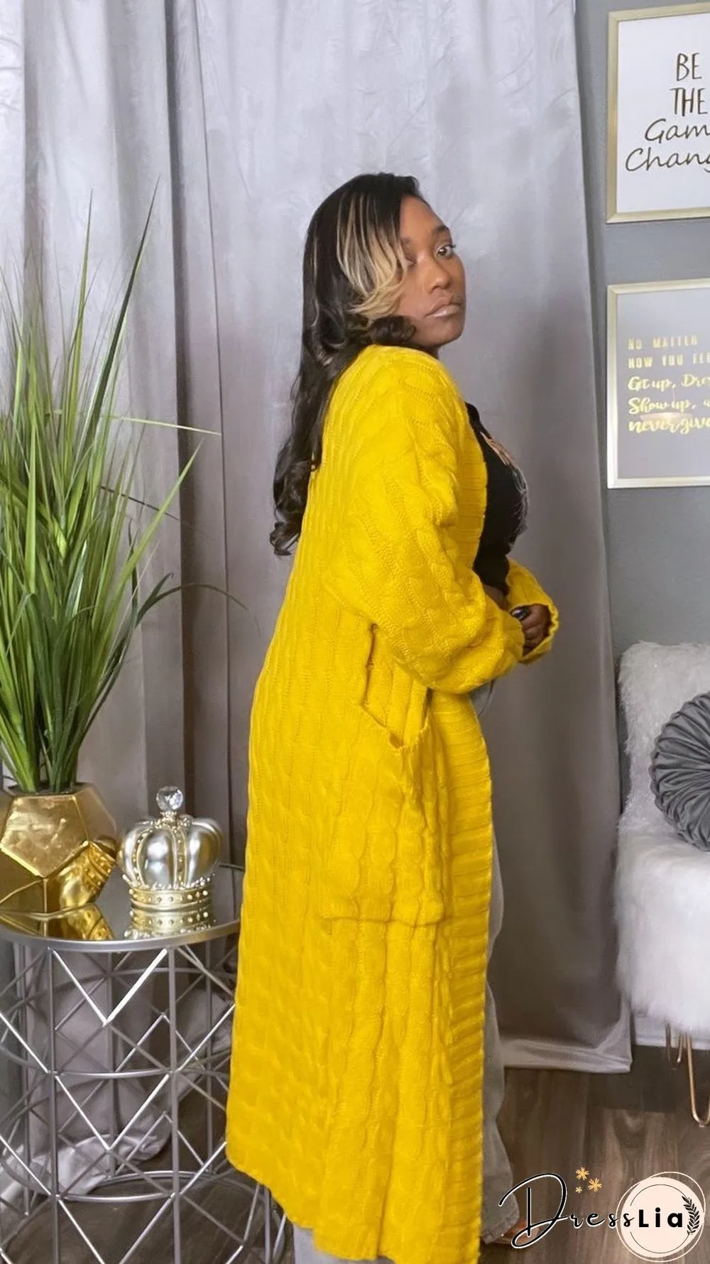 Winter Crochet Loose Long Twist Sweater Cardigan