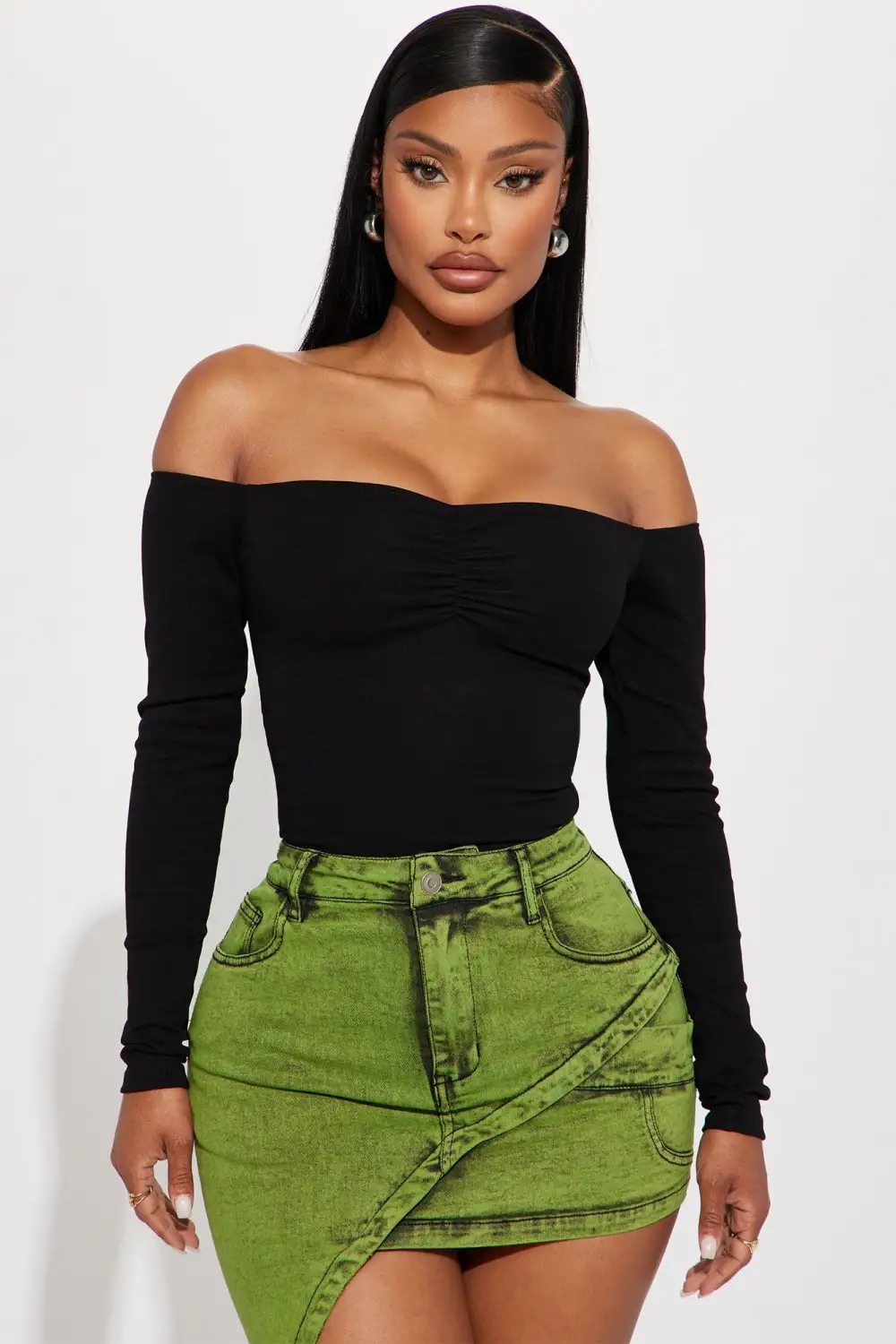 Kelly Off Shoulder Bodysuit - Black