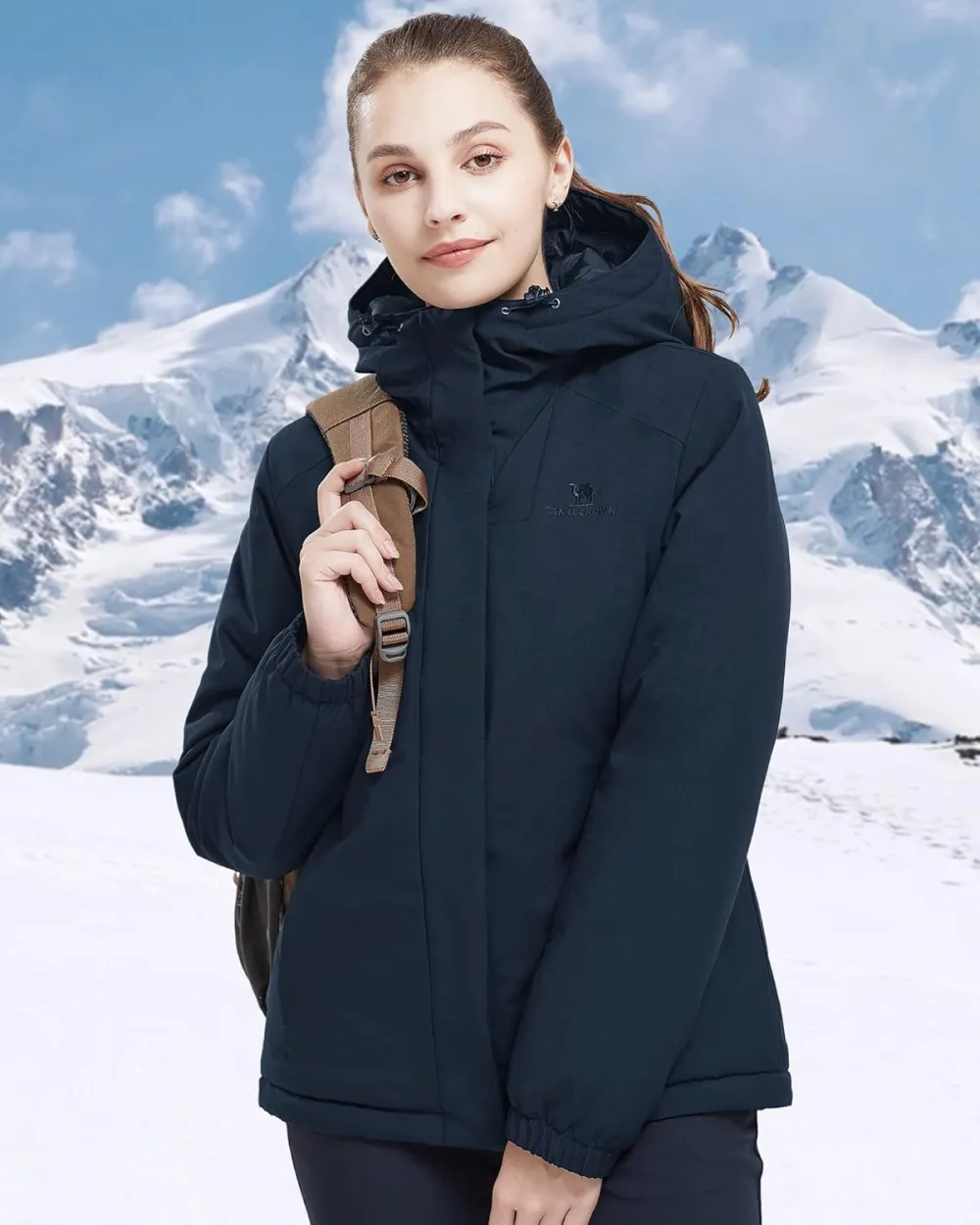 Women's Waterproof Mountain Ski Snow Jacket with Fleece Outdoor Windproof Raincoat Hooded for Fall and Winter