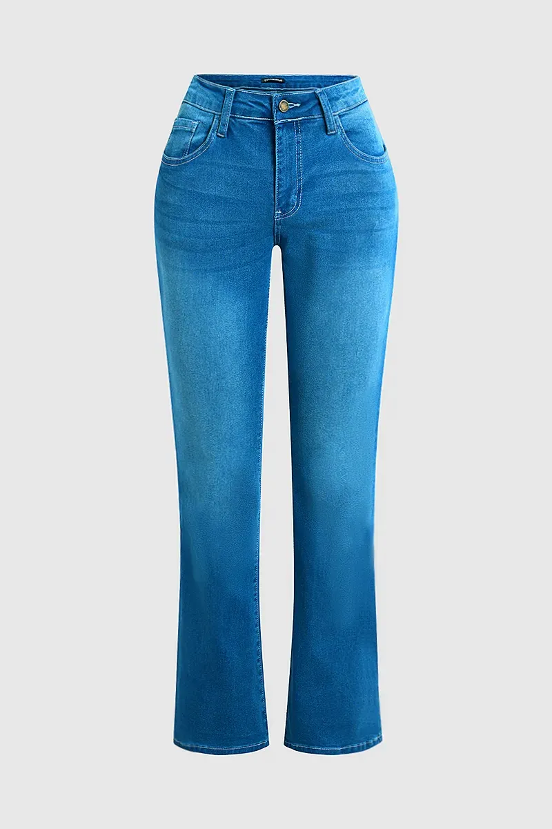 Zip Fly Mid Waist Bootcut Jeans