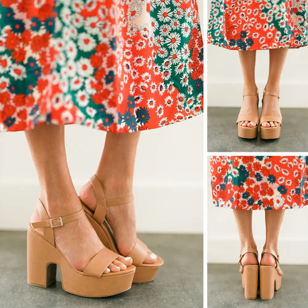 Take A Stand Tan Brown Platform Heels