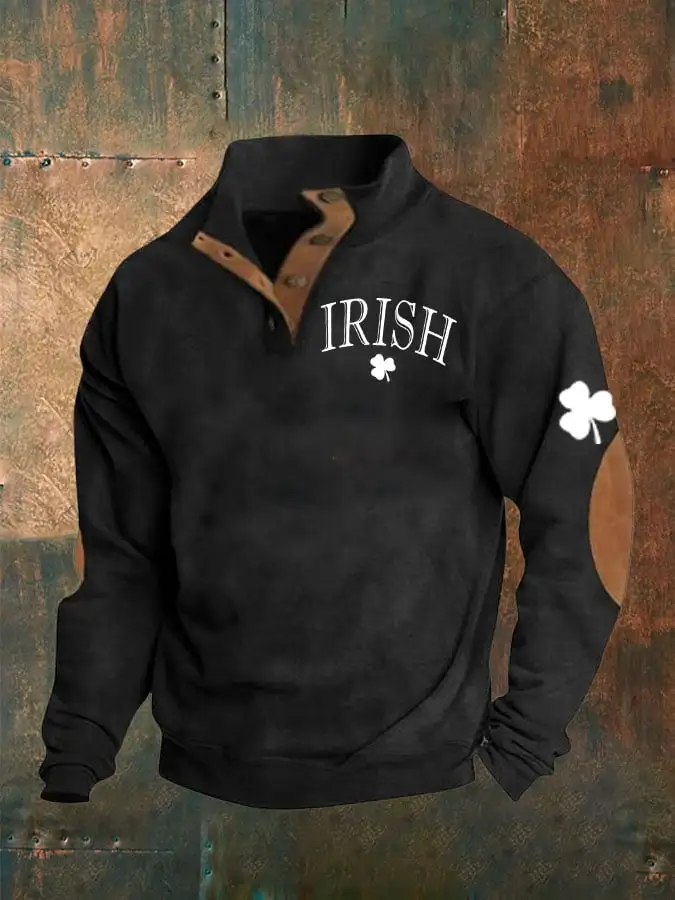 Men's St. Patrick's Day Irish Print Button Sweatshirt