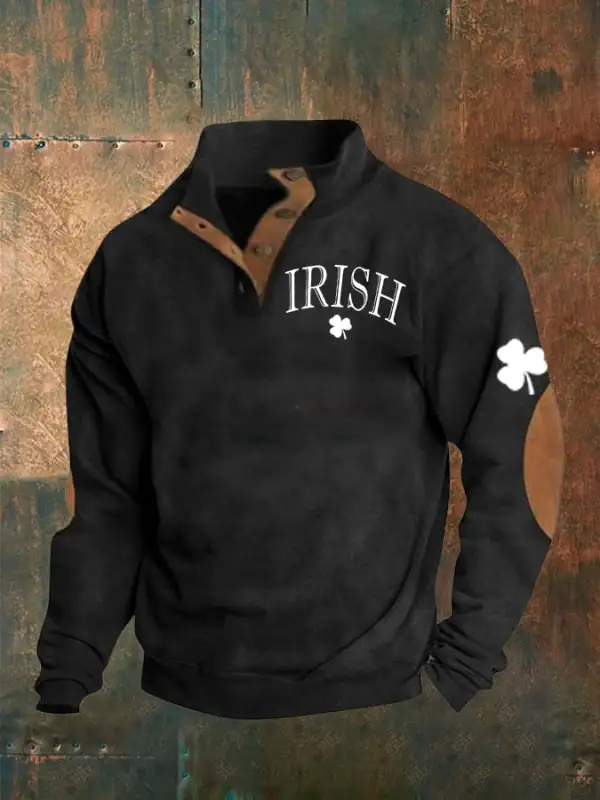 Men's St. Patrick's Day Irish Print Button Sweatshirt