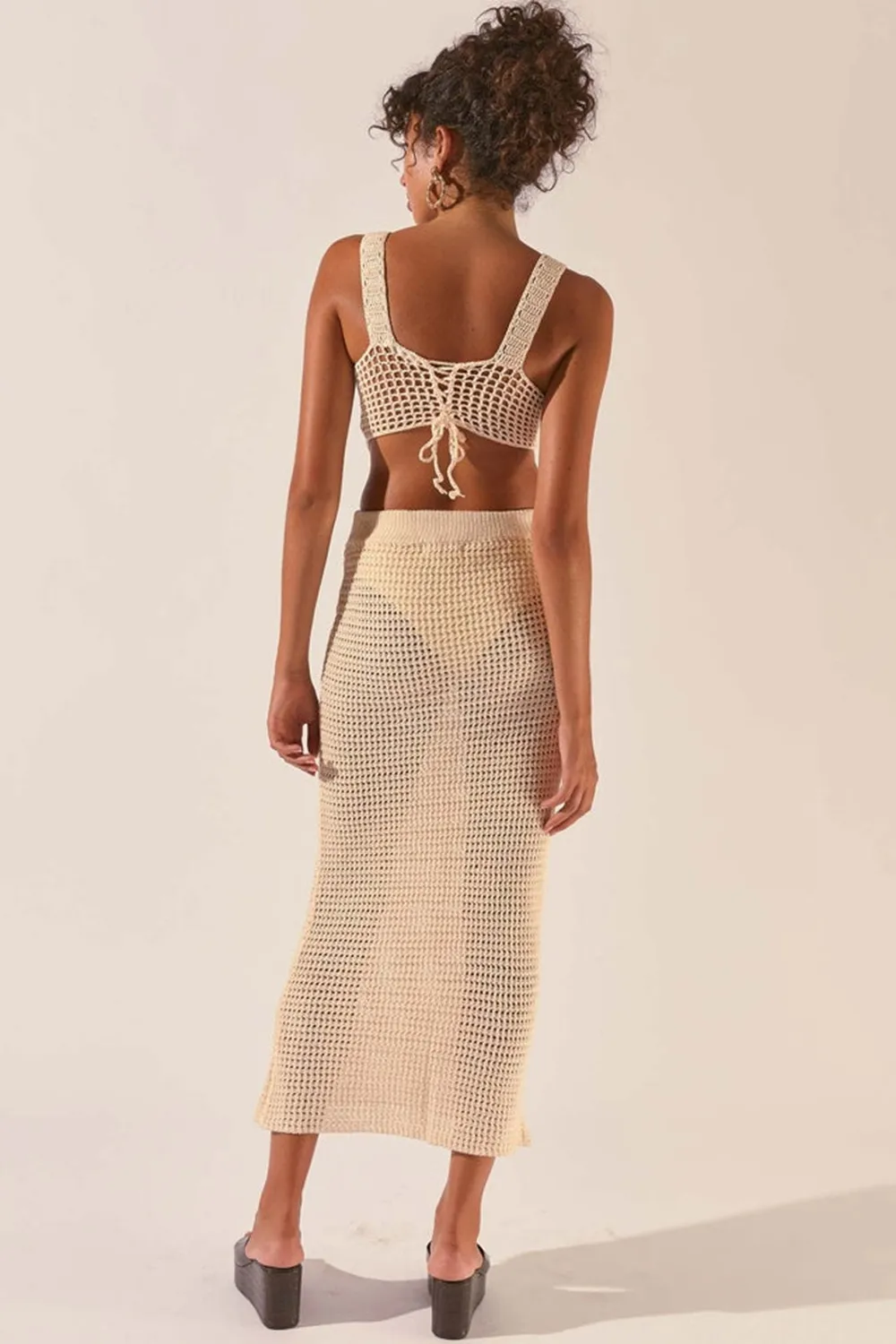 Crochet Midi Top + Skirt Set Dress