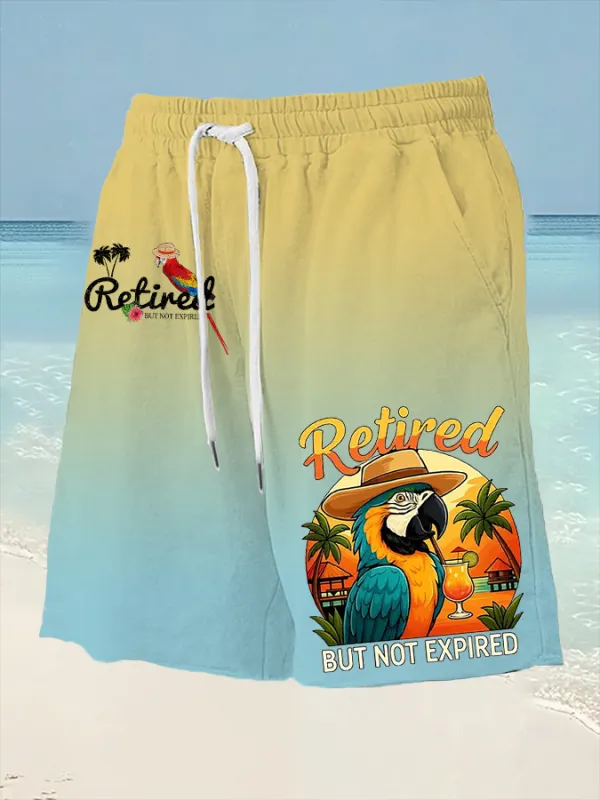 Men's Tropic Like It's Hot Beach Vacation Parrot Print Casual Shorts