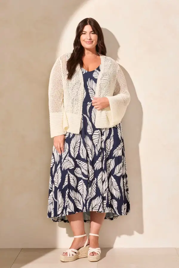 Bell Sleeve Open Stitch Cardigan-Cocomilk