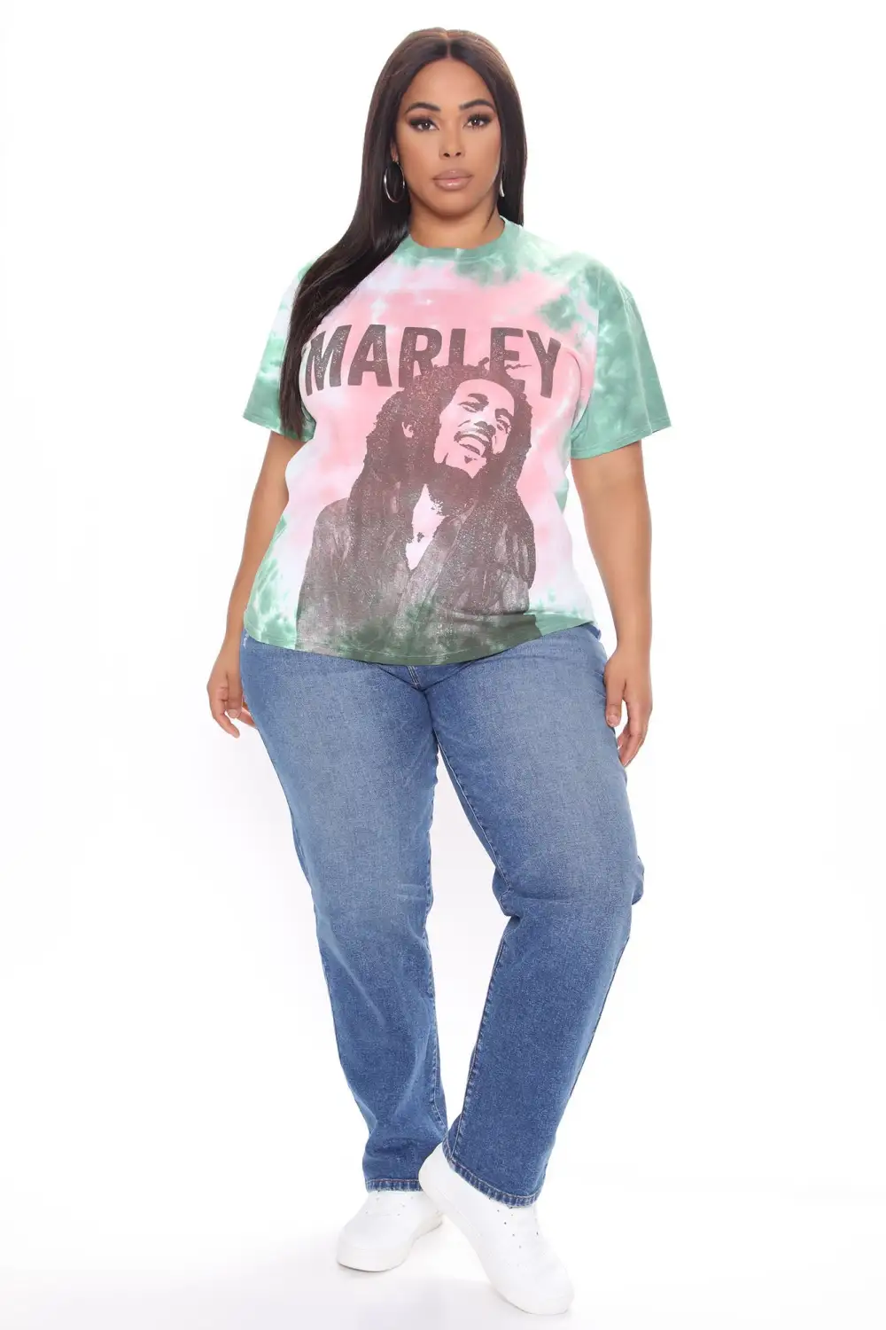 Bob Marley Tie Dye Top - Green/combo