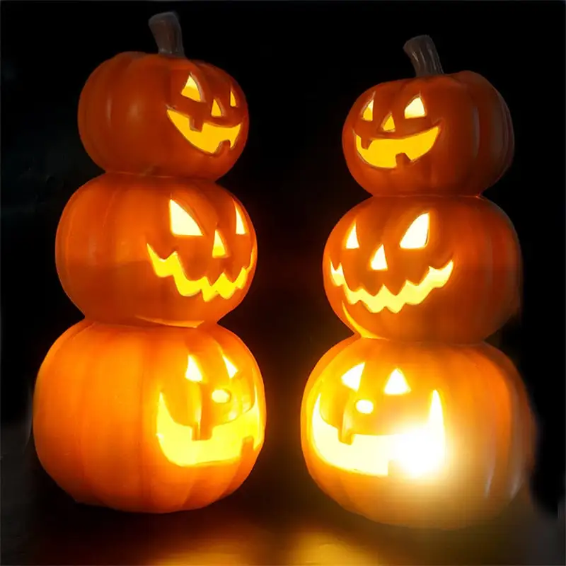 24*20cm Halloween Led Pumpkin Lamp Flashing Ghost Lighting Festival Park Indoor Garden Decoration New