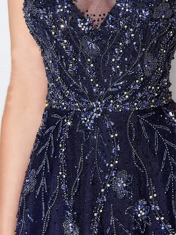 Ladies Elegant Rhinestone Mesh Maxi Dress