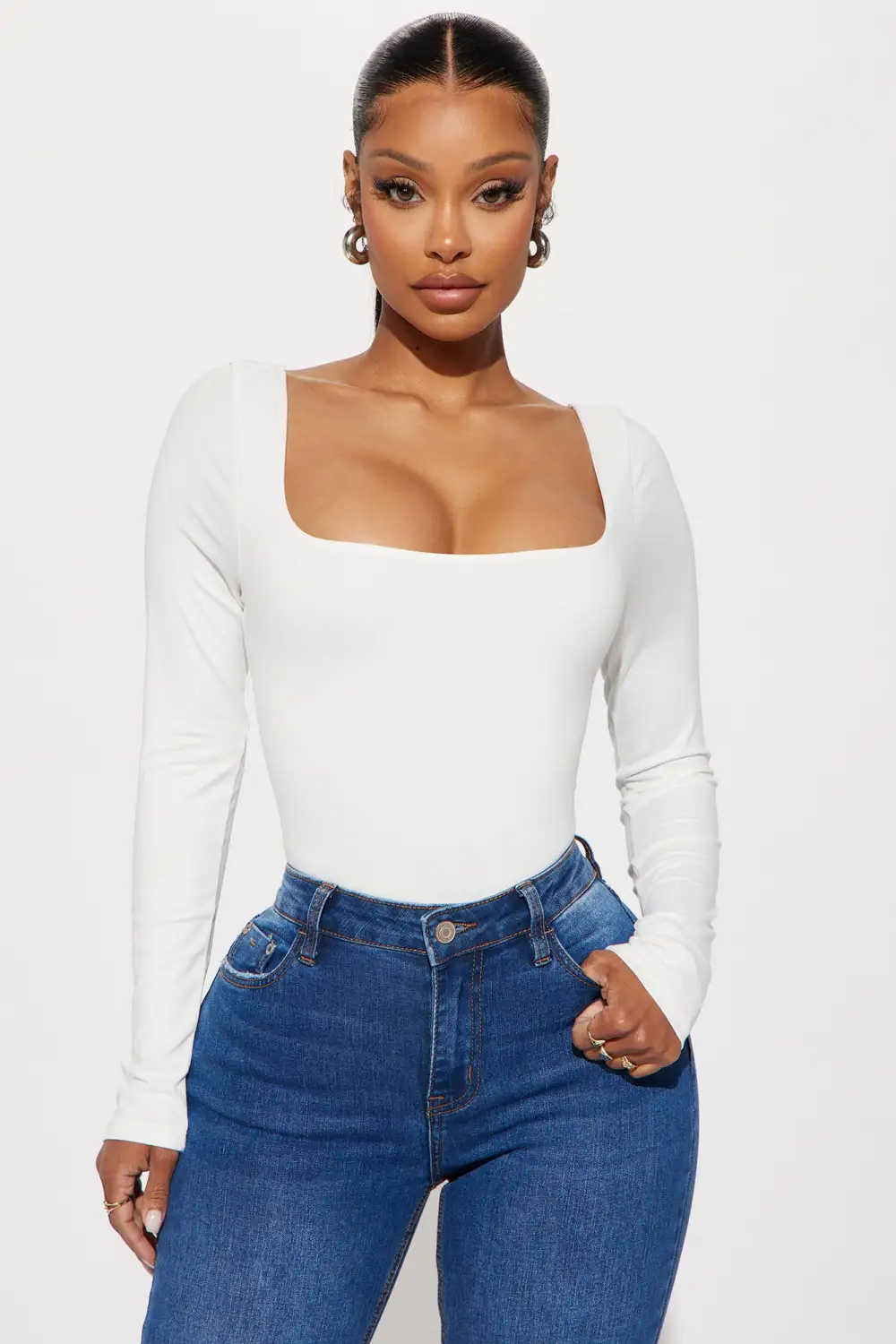 Raissa Long Sleeve Bodysuit - White