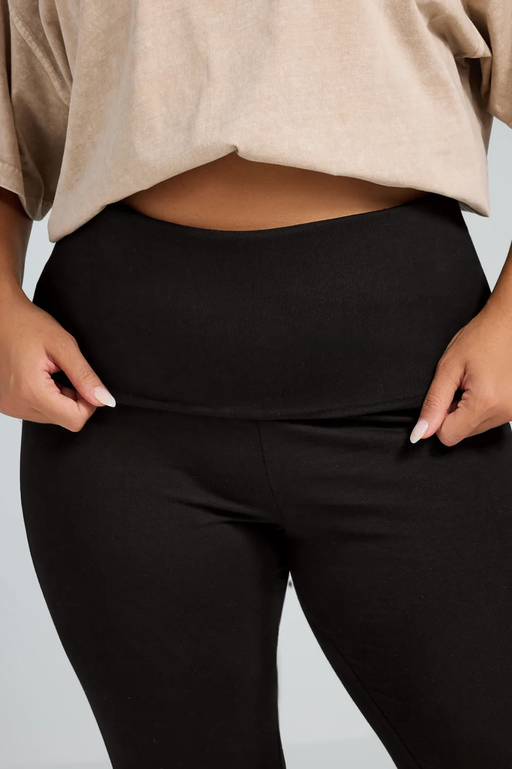 LIMITED COLLECTION Curve Black Fold Over Leggings