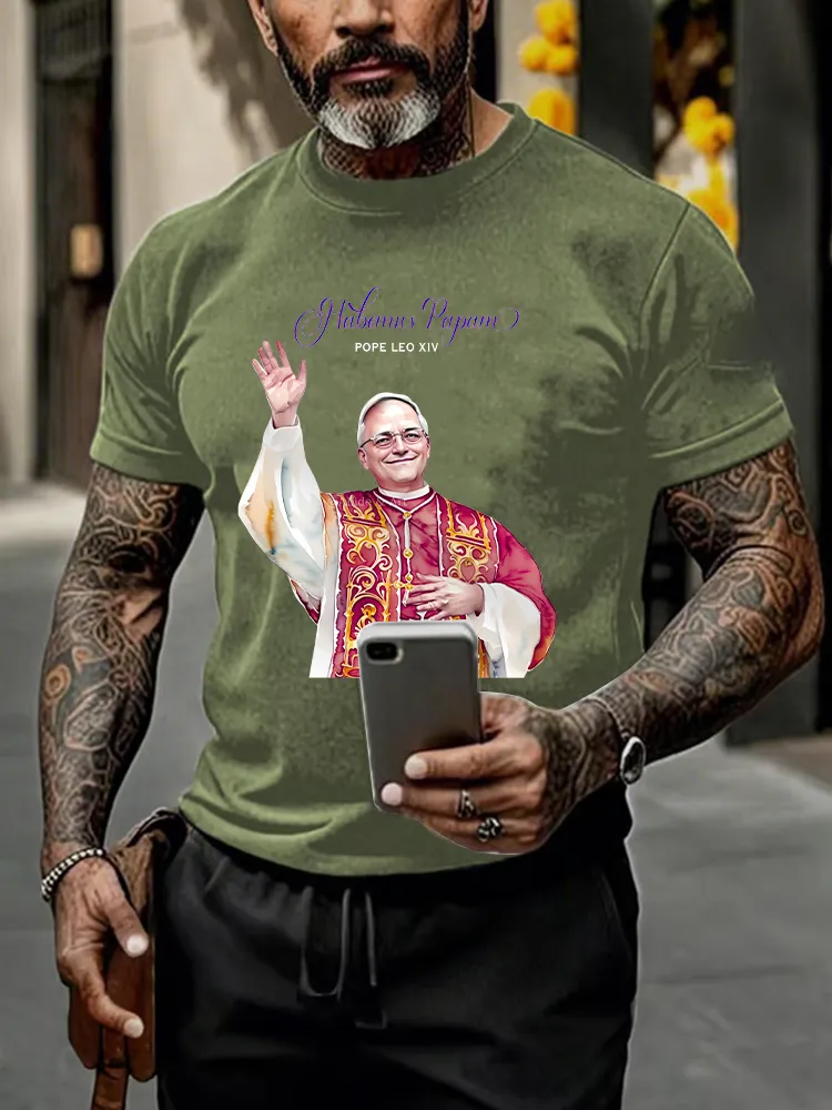 Men'S Habemus Papam Pope Leo Xiv Printed T-Shirt