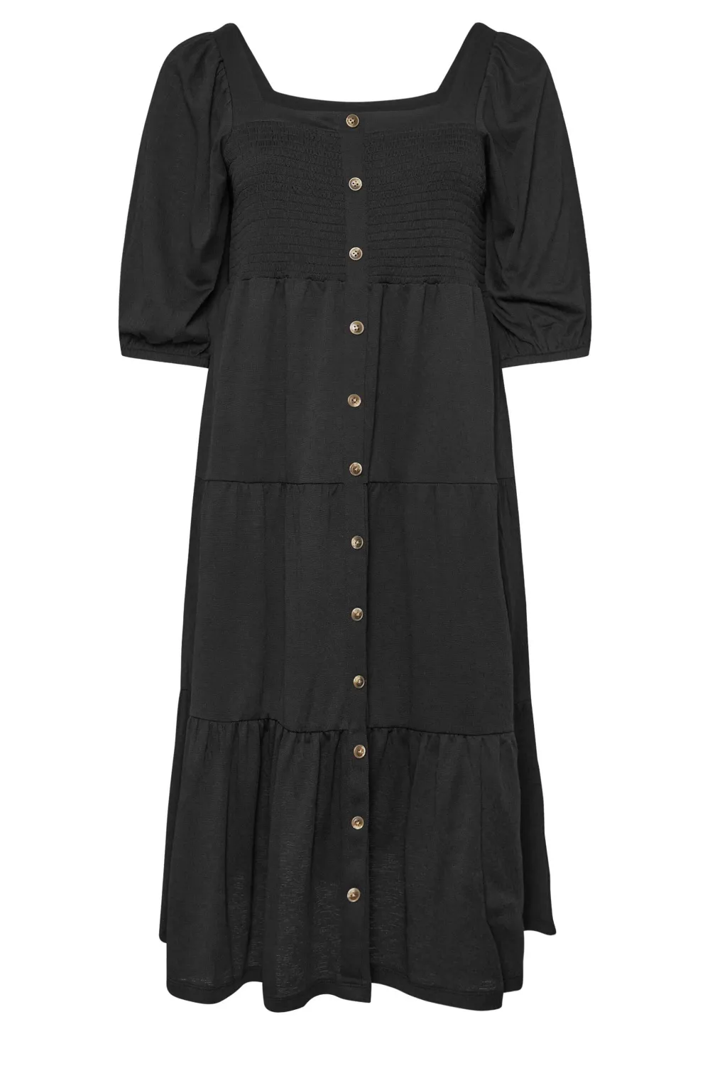 YOURS Curve Blue Floral Print Tiered Midi Dress