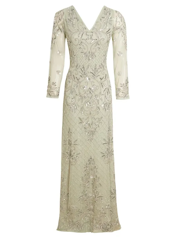 Floral Mint Green Plain Dress Long Dress