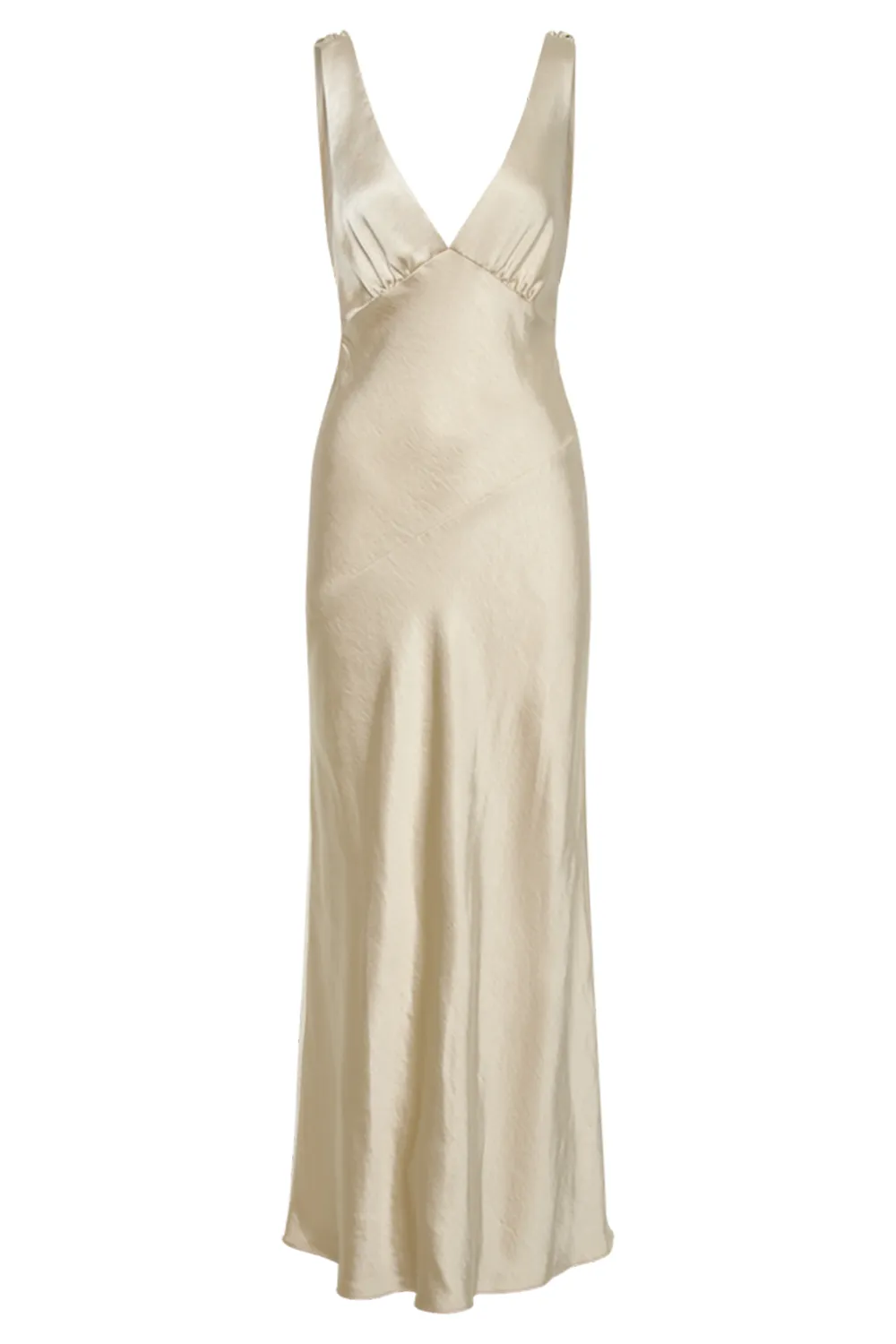 Maxi Satin Dress With Back Cowl - Emerald