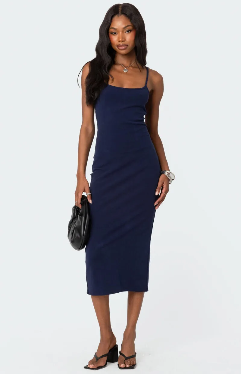 Edikted Air Back Slitted Midi Dress