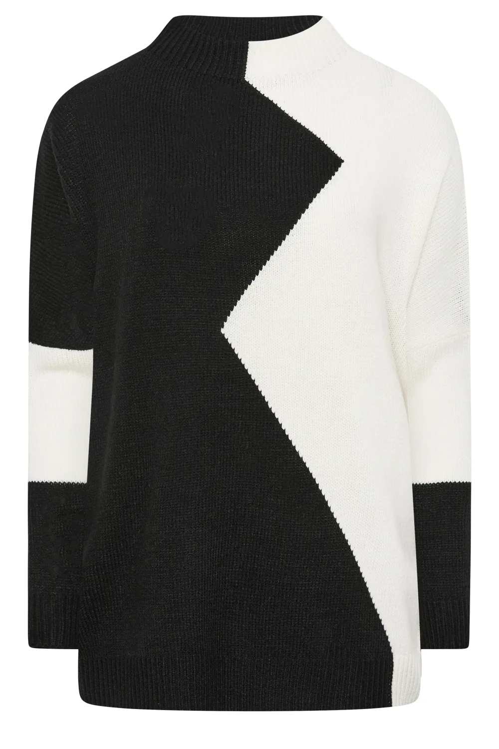 YOURS Curve Black & White Colourblock Knitted Jumper