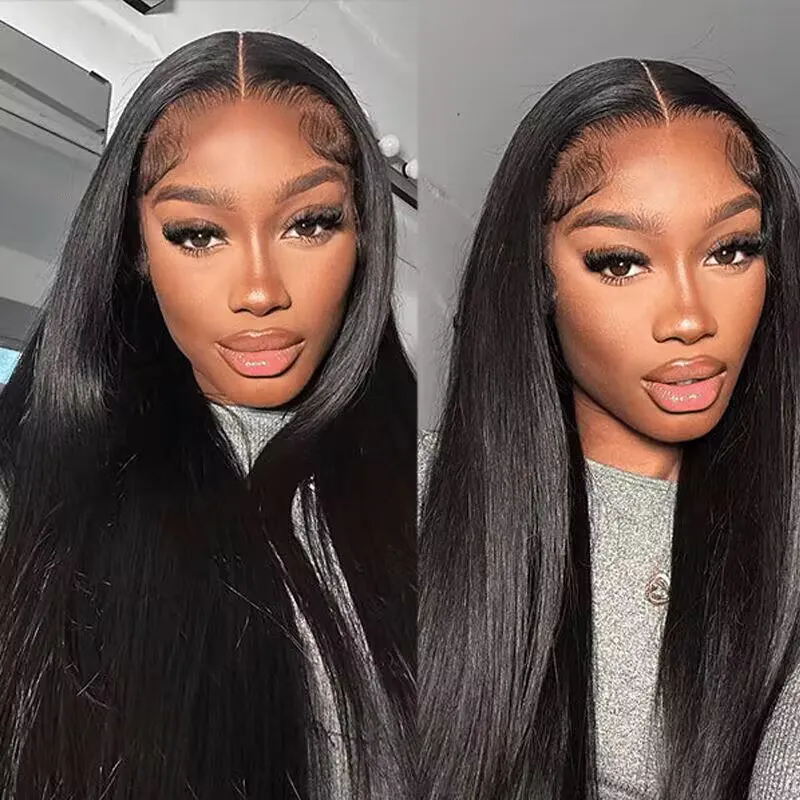 Glueless Straight Human Hair Wig 9x6 Lace Wig Pre Bleached Knots Ready to Go Wig