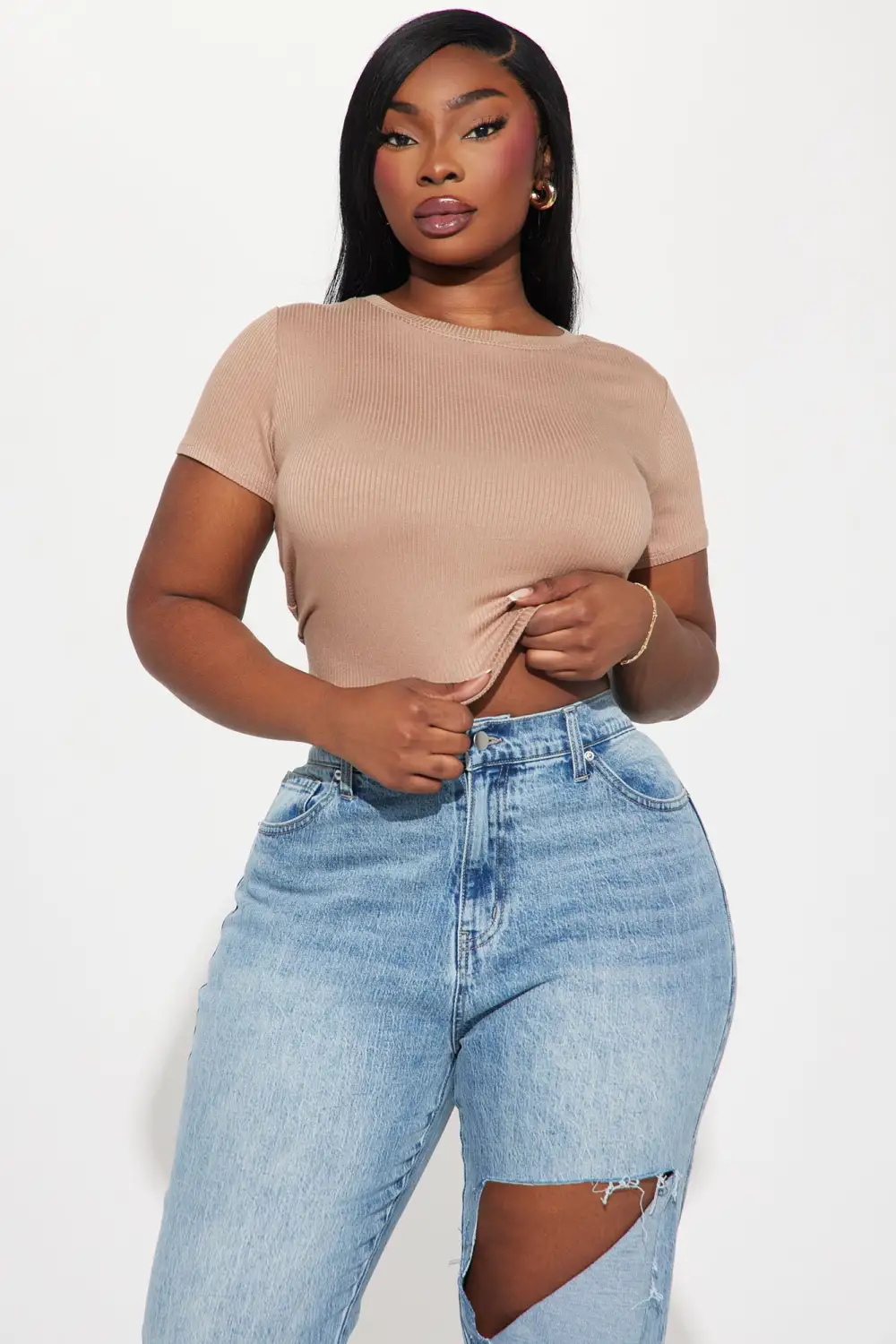 Serai Crew Neck Top - Taupe