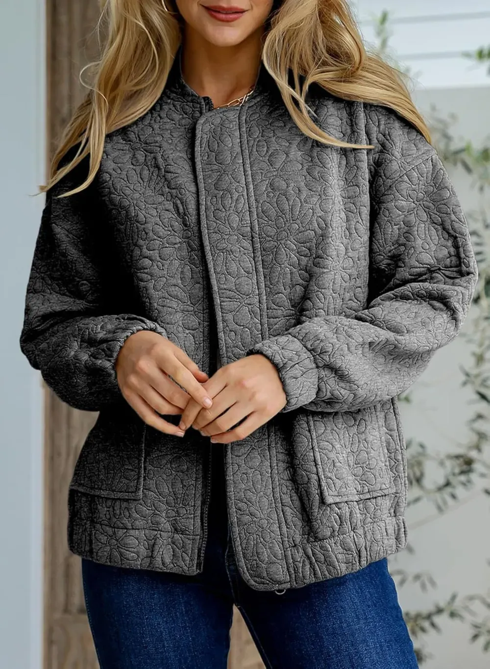 Jackets for Women Spring Fashion 2025 Cute Jacquard Coats Lightweight Zip Up Jackets Dressy Casual