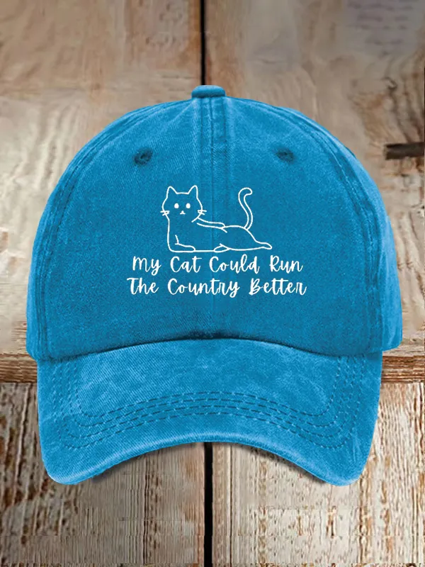 Retro FDT My Cat Could Run The Country Better Pride Baseball Cap