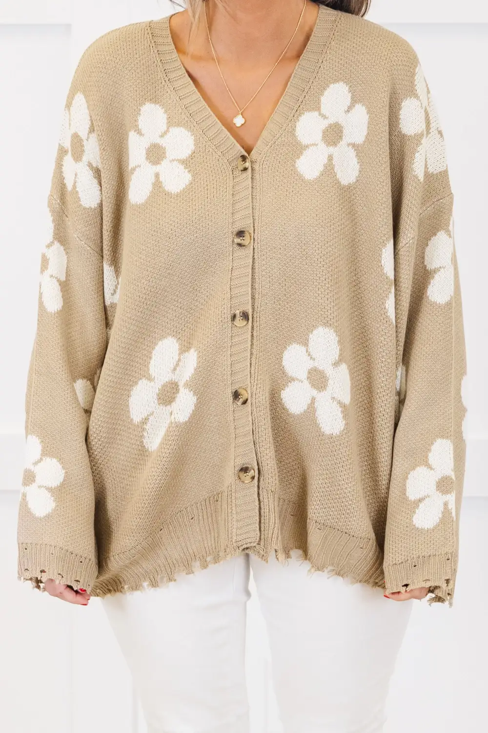 Leave Flowers Cardigan, Taupe