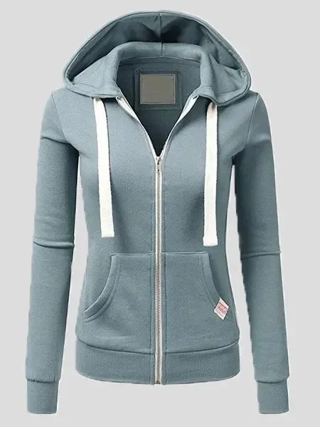 Women's Coats Sports Cardigan Zip Pocket Hooded Coat