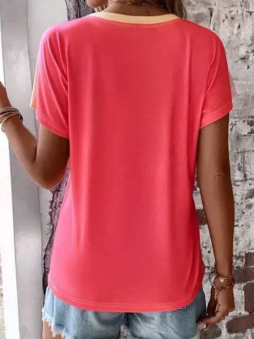 Loose Casual Plain V Neck Shirt