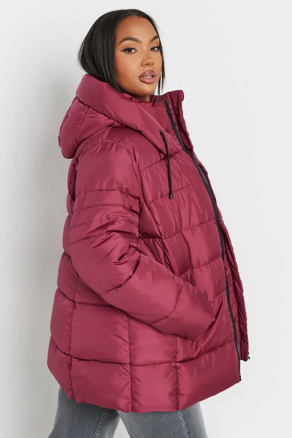 YOURS Curve Ivory White Sporty Puffer Coat
